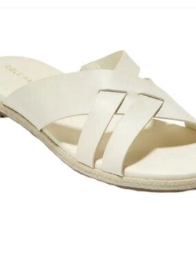 Cole Haan Women's Cream Leather Crisscross Slide Sandal